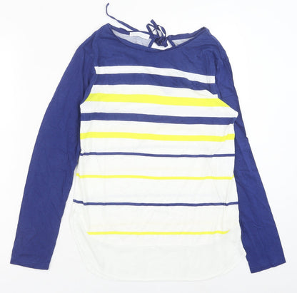 PREWOR Womens Multicoloured Striped Polyester Basic Tank Size M Boat Neck