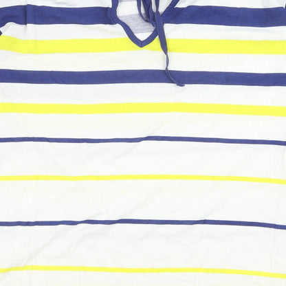 PREWOR Womens Multicoloured Striped Polyester Basic Tank Size M Boat Neck