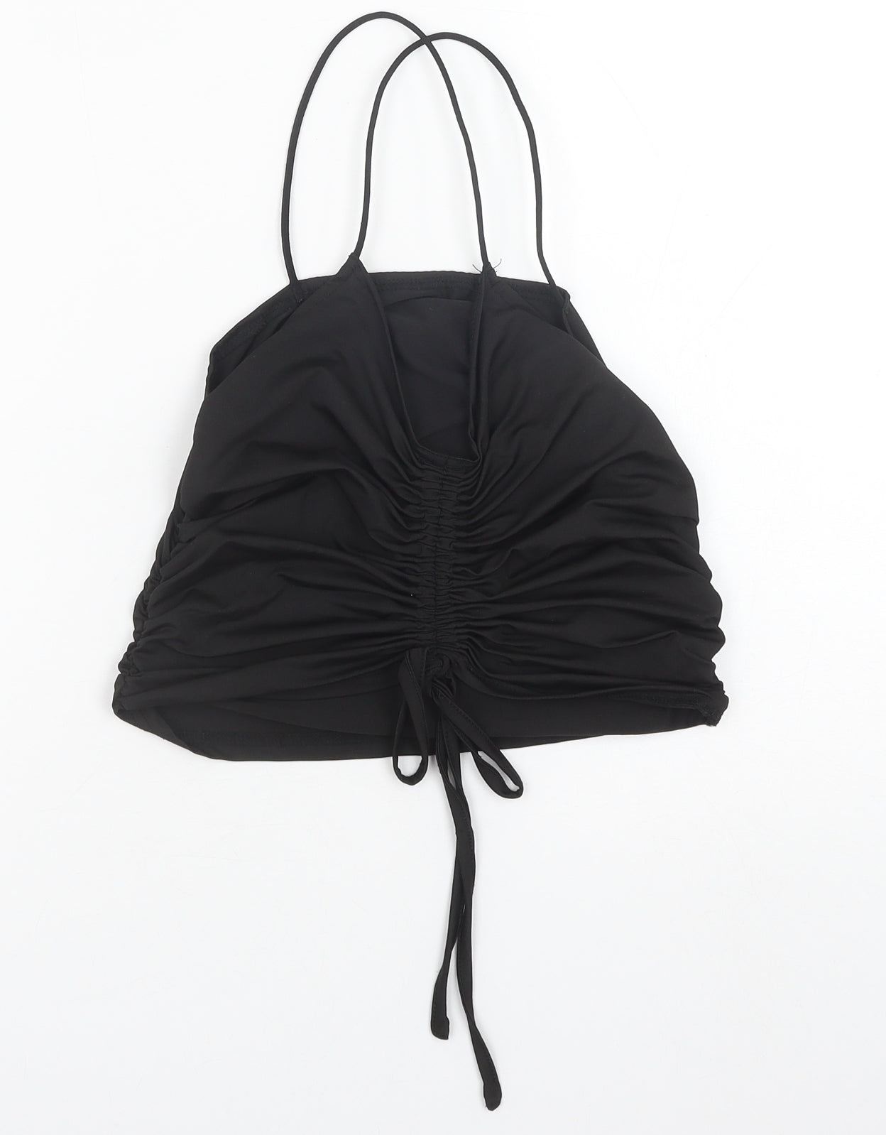 SheIn Womens Black Polyester Basic Tank Size M V-Neck - Ruched