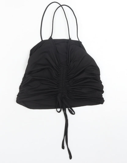 SheIn Womens Black Polyester Basic Tank Size M V-Neck - Ruched