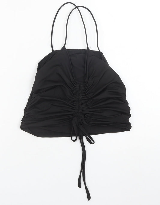 SheIn Womens Black Polyester Basic Tank Size M V-Neck - Ruched