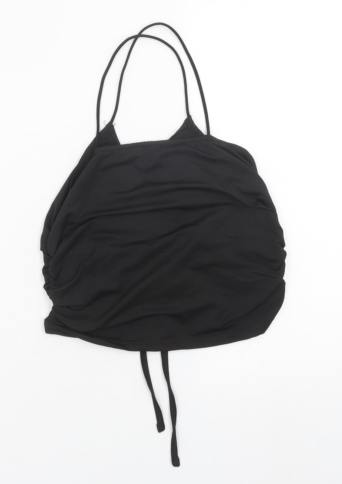 SheIn Womens Black Polyester Basic Tank Size M V-Neck - Ruched