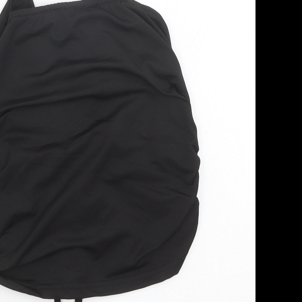 SheIn Womens Black Polyester Basic Tank Size M V-Neck - Ruched