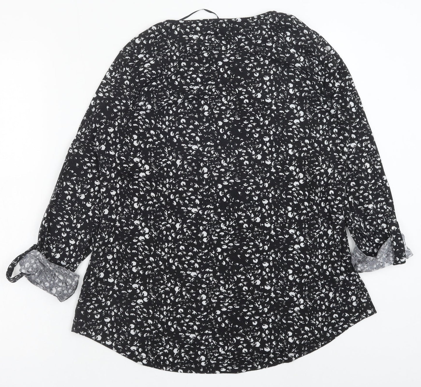 Primark Womens Black Geometric Polyester Basic Blouse Size M V-Neck