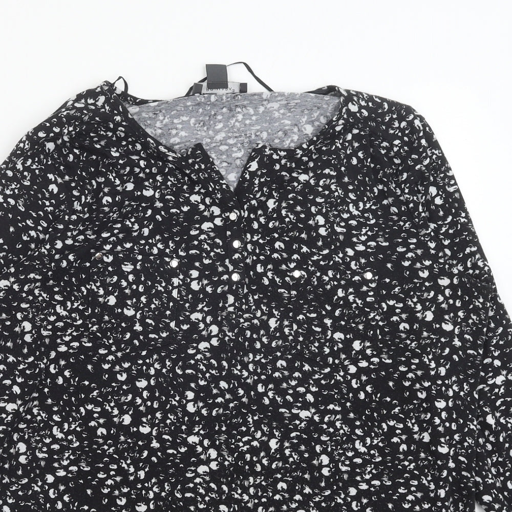 Primark Womens Black Geometric Polyester Basic Blouse Size M V-Neck