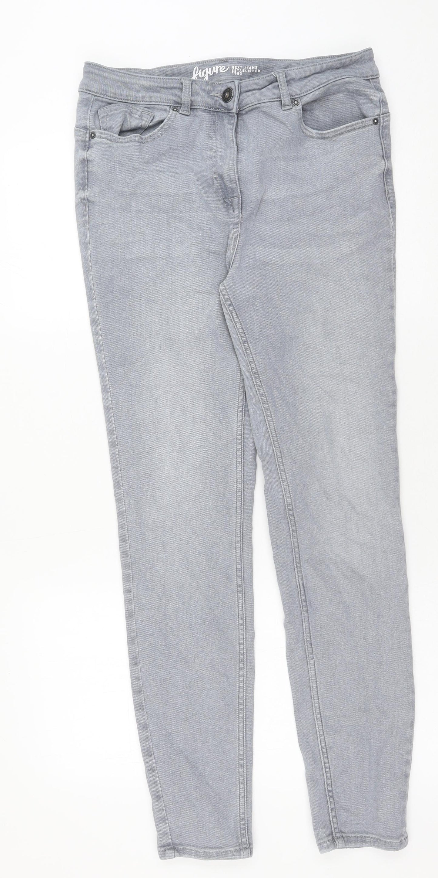 NEXT Womens Grey Cotton Skinny Jeans Size 32 in Regular Button