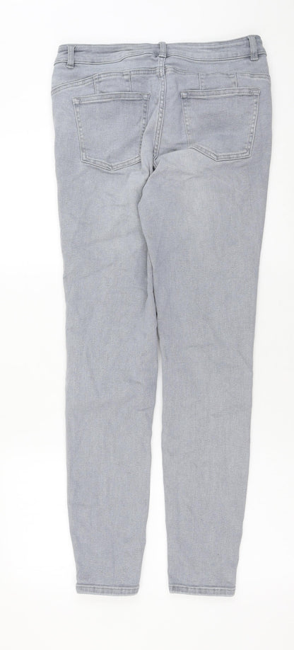 NEXT Womens Grey Cotton Skinny Jeans Size 32 in Regular Button