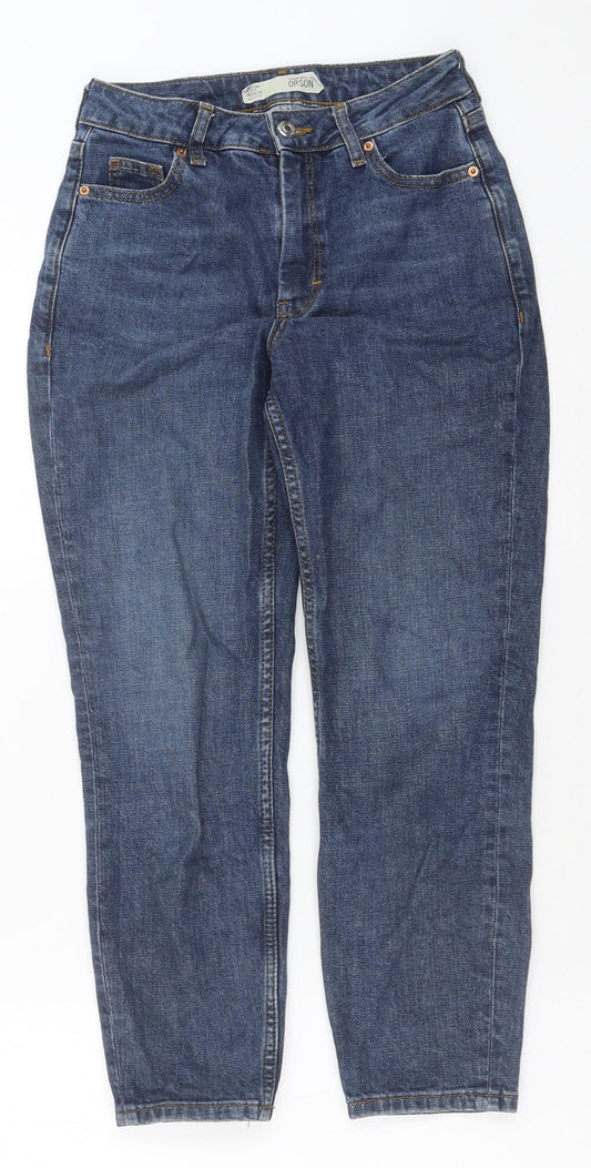 Topshop Womens Blue Cotton Straight Jeans Size 25 in L28 in Regular Button
