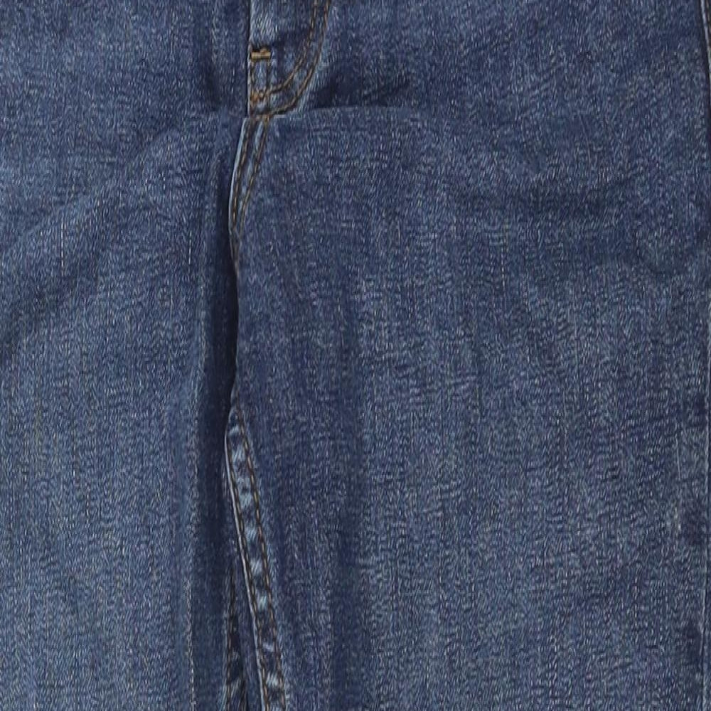 Topshop Womens Blue Cotton Straight Jeans Size 25 in L28 in Regular Button