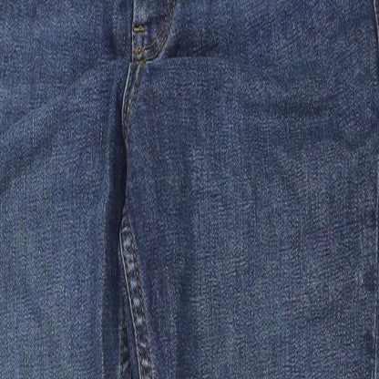 Topshop Womens Blue Cotton Straight Jeans Size 25 in L28 in Regular Button