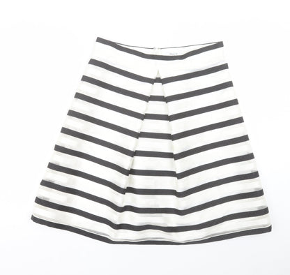 Precis Womens White Striped Polyester A-Line Skirt Size 14 Zip