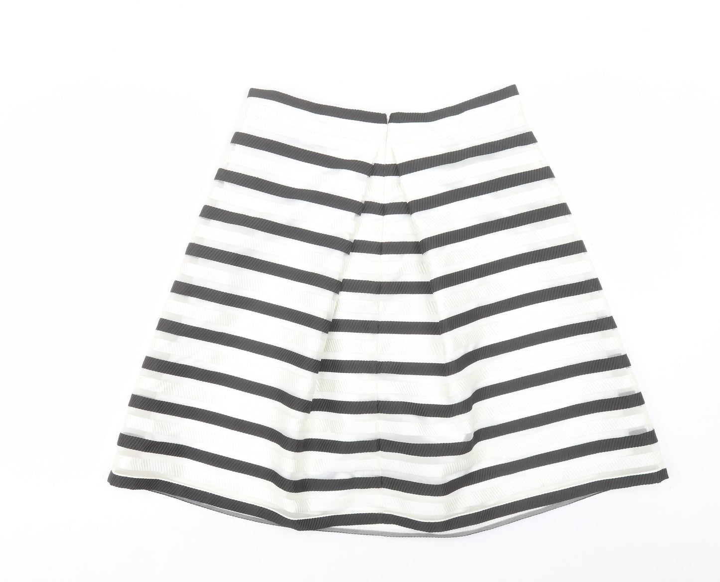 Precis Womens White Striped Polyester A-Line Skirt Size 14 Zip