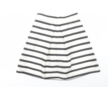 Precis Womens White Striped Polyester A-Line Skirt Size 14 Zip