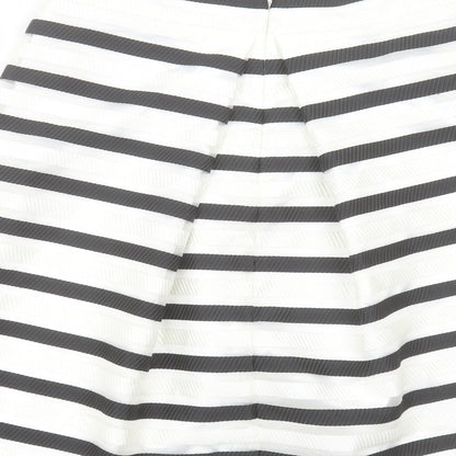 Precis Womens White Striped Polyester A-Line Skirt Size 14 Zip