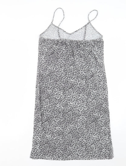 PRETTYLITTLETHING Womens Grey Animal Print Polyester Tank Dress Size 14 V-Neck Pullover