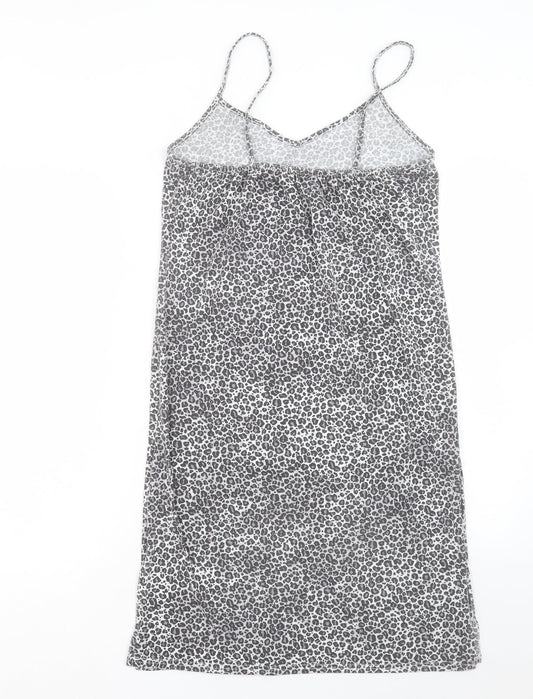 PRETTYLITTLETHING Womens Grey Animal Print Polyester Tank Dress Size 14 V-Neck Pullover