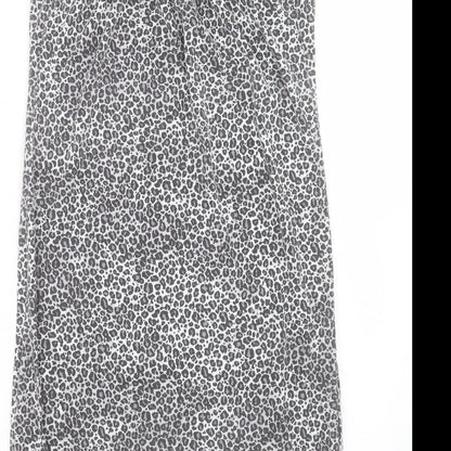 PRETTYLITTLETHING Womens Grey Animal Print Polyester Tank Dress Size 14 V-Neck Pullover