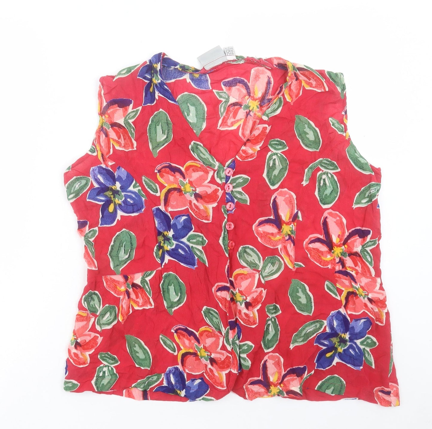 Another Women Womens Red Floral Viscose Basic Blouse Size 12 V-Neck