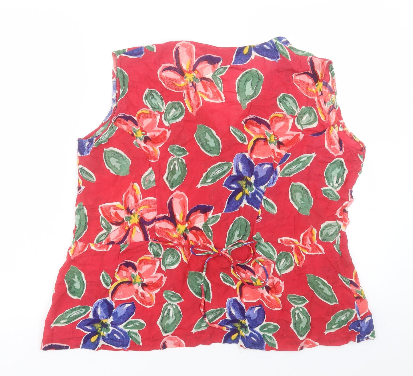 Another Women Womens Red Floral Viscose Basic Blouse Size 12 V-Neck