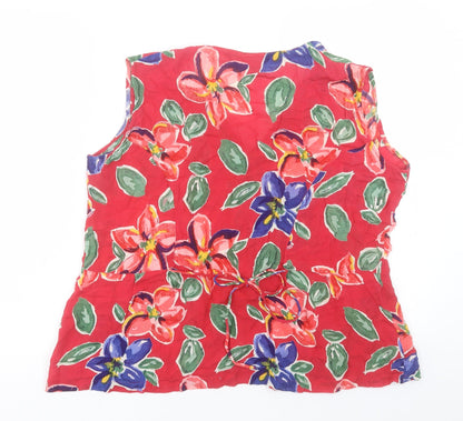 Another Women Womens Red Floral Viscose Basic Blouse Size 12 V-Neck