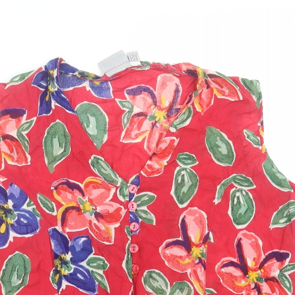 Another Women Womens Red Floral Viscose Basic Blouse Size 12 V-Neck