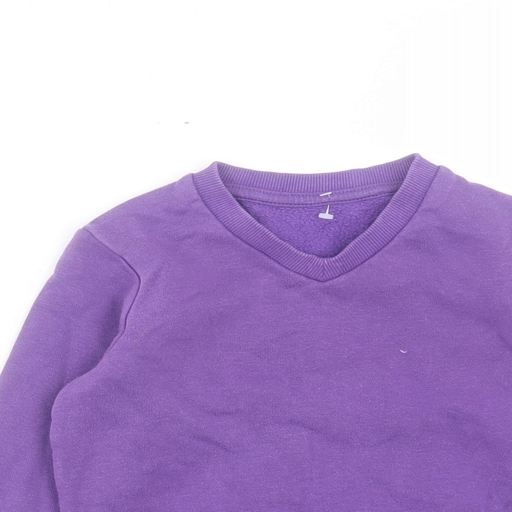 Marks and Spencer Girls Purple Cotton Pullover Sweatshirt Size 2-3 Years Pullover