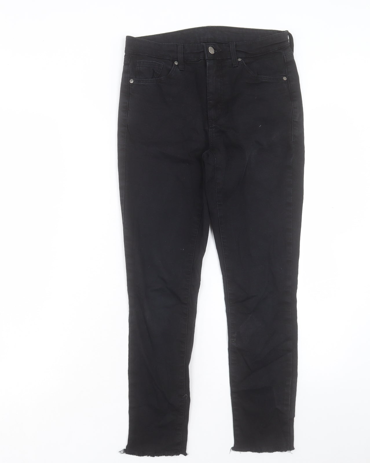 Topshop Womens Black Cotton Skinny Jeans Size 28 in Regular Button