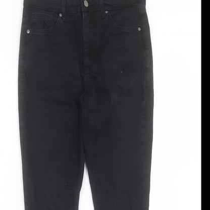 Topshop Womens Black Cotton Skinny Jeans Size 28 in Regular Button