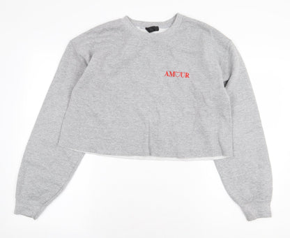 Topshop Womens Grey Cotton Pullover Sweatshirt Size M Pullover