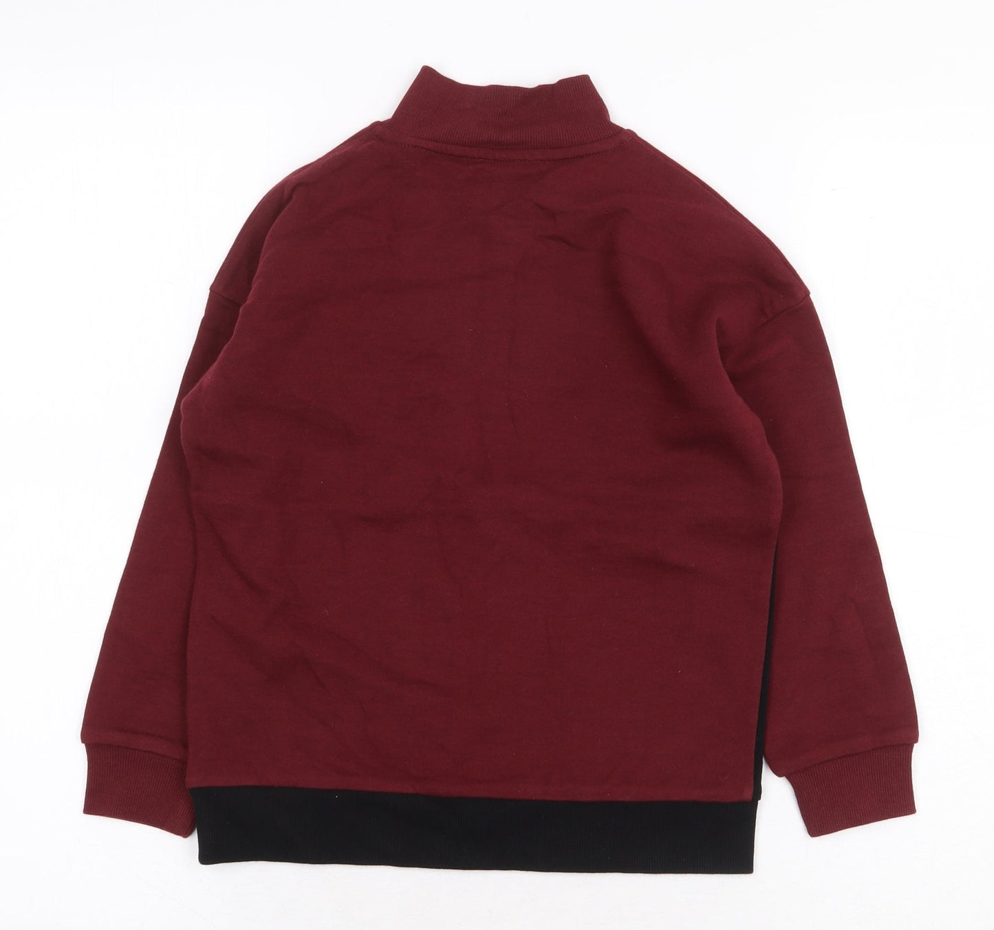 Preworn Boys Red Geometric Cotton Pullover Sweatshirt Size 6 Years Zip