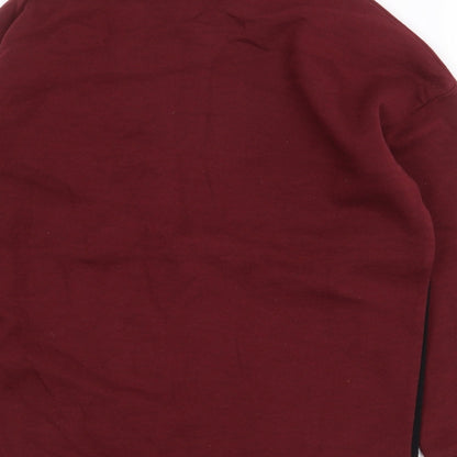 Preworn Boys Red Geometric Cotton Pullover Sweatshirt Size 6 Years Zip