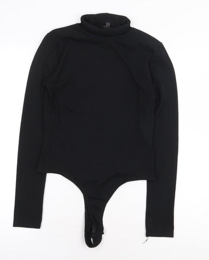 Missguided Womens Black Polyester Bodysuit One-Piece Size 10 Snap