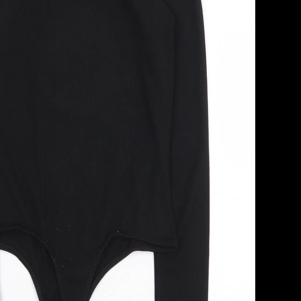 Missguided Womens Black Polyester Bodysuit One-Piece Size 10 Snap