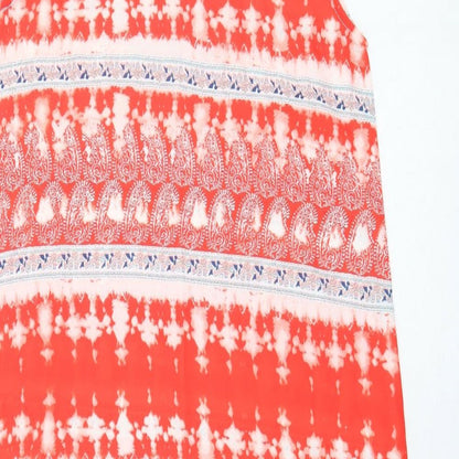 Cerulean Collection Womens Red Geometric Polyester Maxi Size S V-Neck Pullover