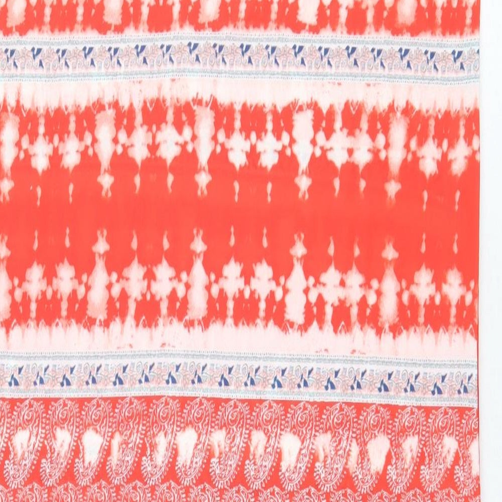 Cerulean Collection Womens Red Geometric Polyester Maxi Size S V-Neck Pullover