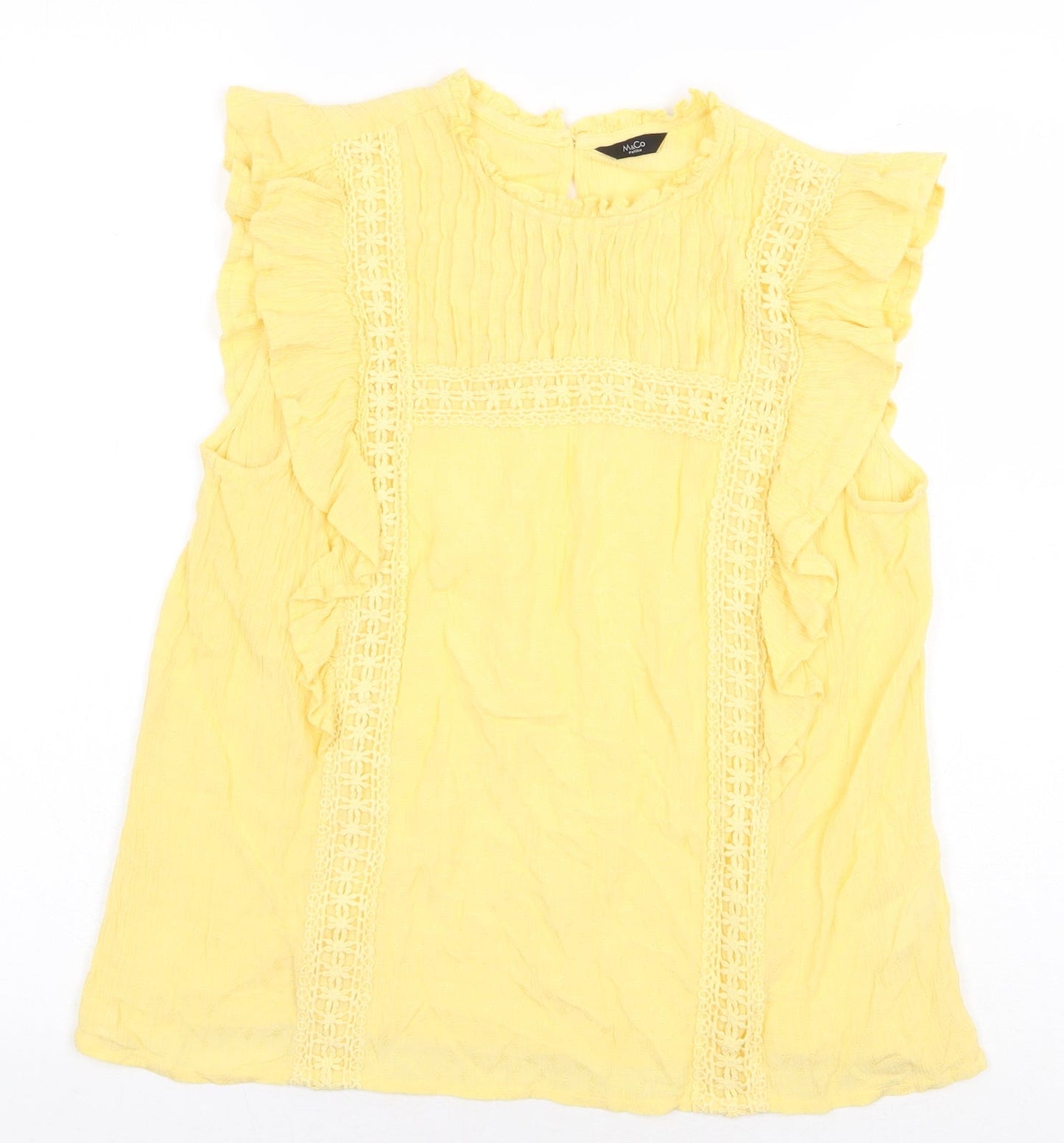 Womens UK Size 10 M&Co Yellow Basic Blouse