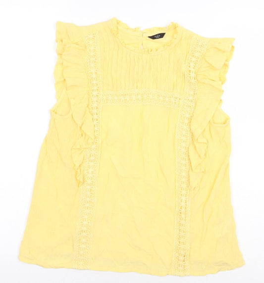Womens UK Size 10 M&Co Yellow Basic Blouse