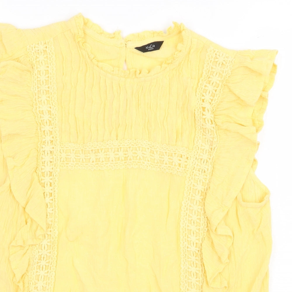 Womens UK Size 10 M&Co Yellow Basic Blouse