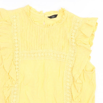 Womens UK Size 10 M&Co Yellow Basic Blouse