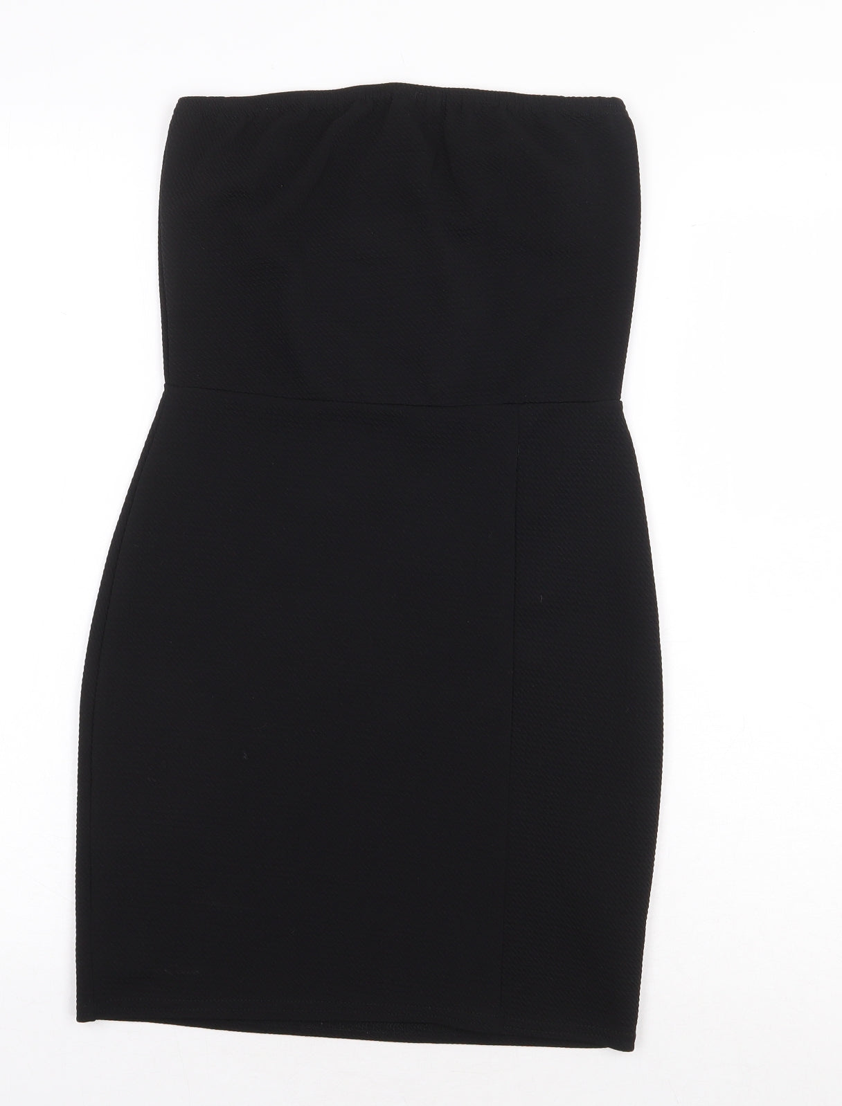 PRETTYLITTLETHING Womens Black Polyurethane Pencil Dress Size 10 Off the Shoulder Pullover
