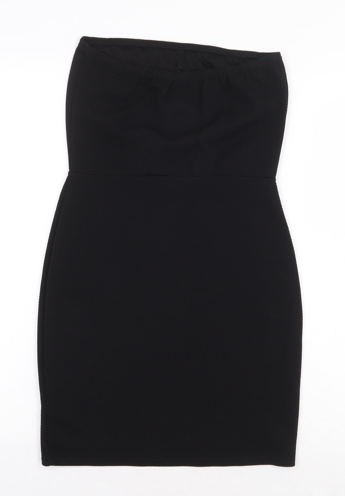 PRETTYLITTLETHING Womens Black Polyurethane Pencil Dress Size 10 Off the Shoulder Pullover