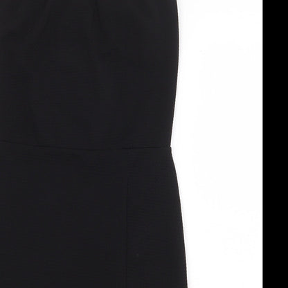 PRETTYLITTLETHING Womens Black Polyurethane Pencil Dress Size 10 Off the Shoulder Pullover