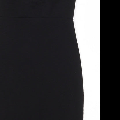 PRETTYLITTLETHING Womens Black Polyurethane Pencil Dress Size 10 Off the Shoulder Pullover