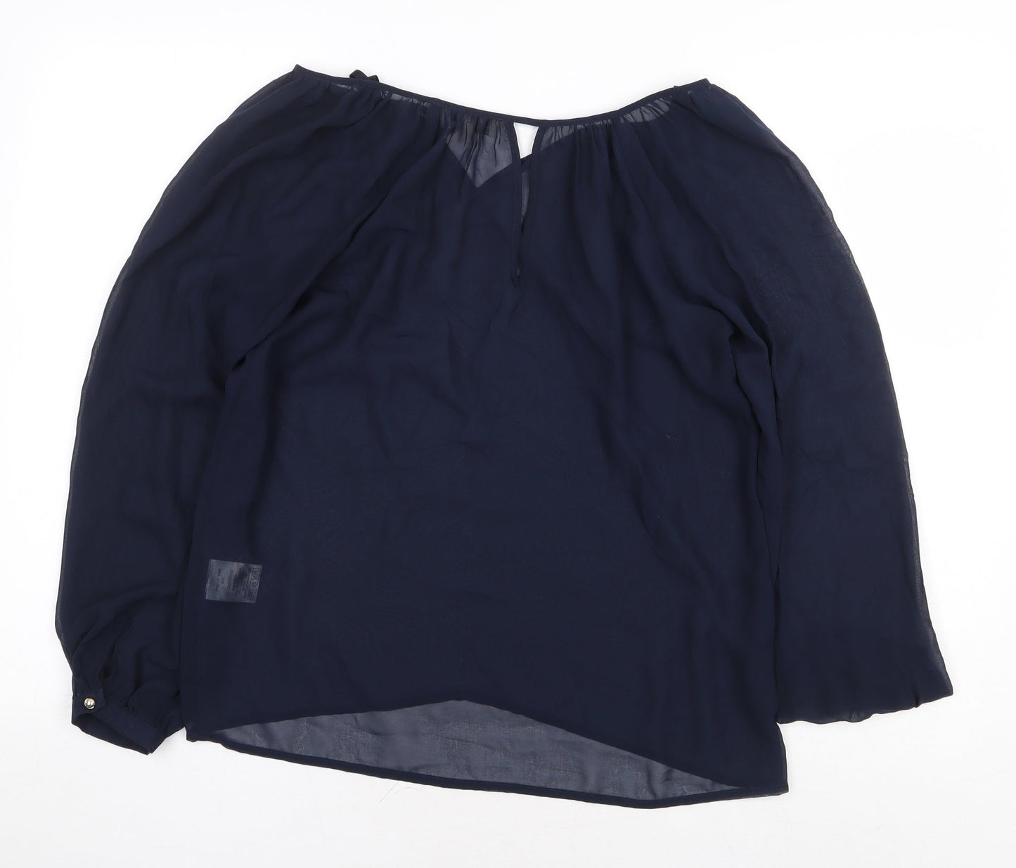 Papaya Womens Blue Polyester Basic Blouse Size 8 Boat Neck