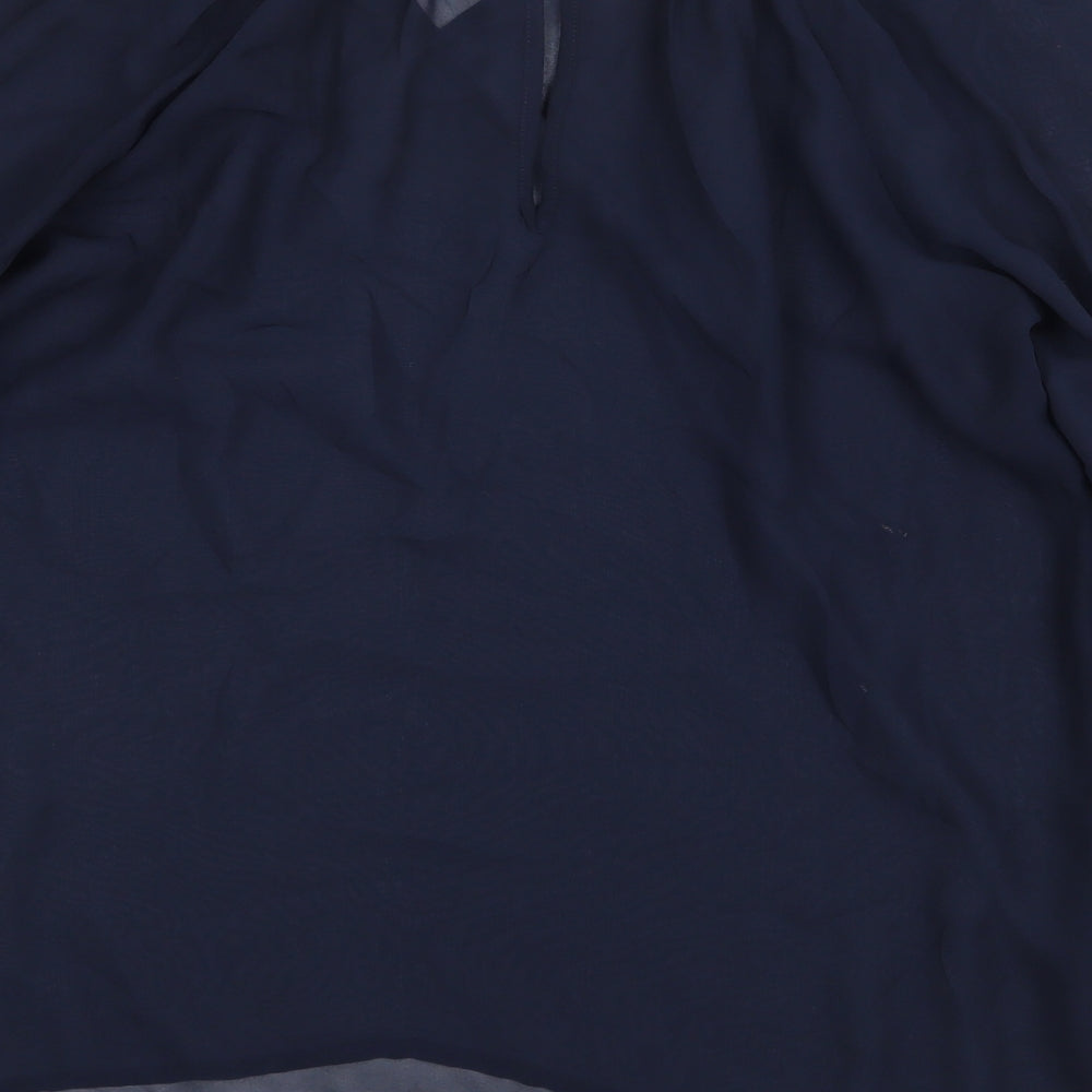 Papaya Womens Blue Polyester Basic Blouse Size 8 Boat Neck
