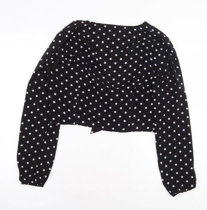 Womens UK Size 12 Missguided Black Wrap Blouse