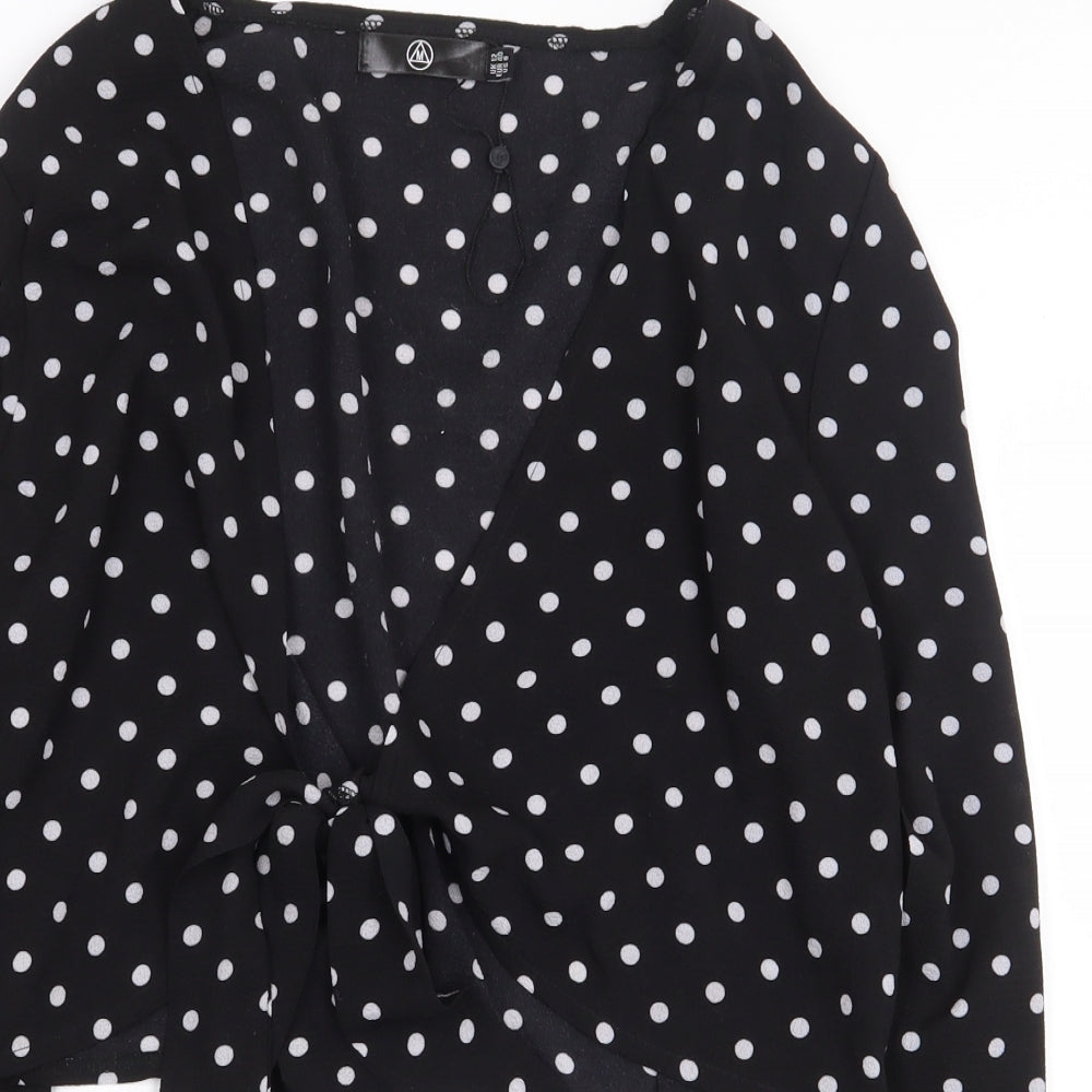 Womens UK Size 12 Missguided Black Wrap Blouse
