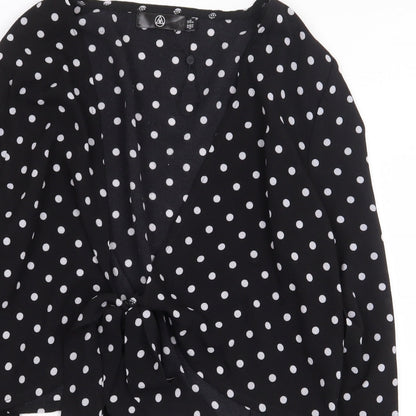 Womens UK Size 12 Missguided Black Wrap Blouse