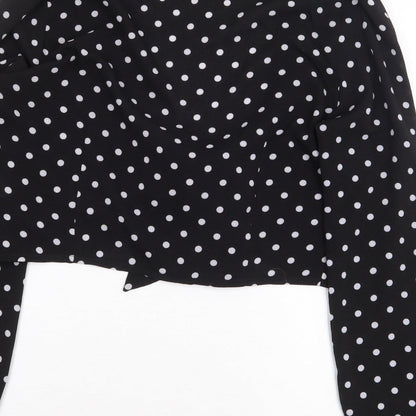 Womens UK Size 12 Missguided Black Wrap Blouse