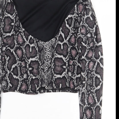 Womens UK Size 12 PRETTYLITTLETHING Grey Cropped Blouse